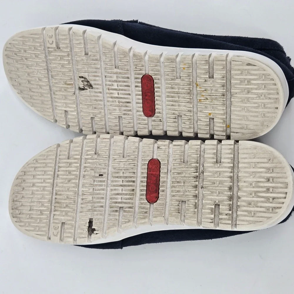 Vionic Uptown Dark Blue Suede Loafers Womens 9.5 Packable Orthotic Travel Shoes